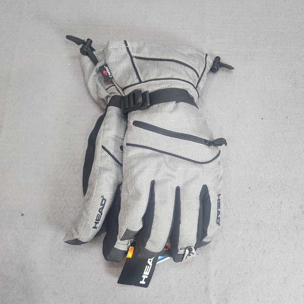 Head Ski Gloves Grey Herringbone Outlast DuPont Insulated Mens Large L NEW